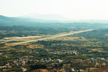 Obraz premium small town in the valley with a bird's-eye view of Rhodes Greece