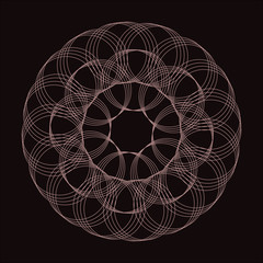 Lacy pattern of intersecting circles. Vector mathematical pattern. Geometric circular pattern.