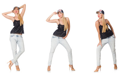 Composite photo of woman in various poses