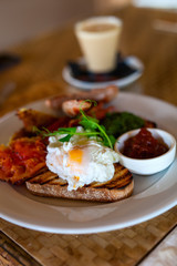 Breakfast with fried eggs