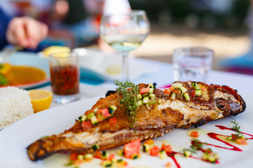 Grilled fish lunch