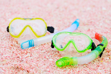 Snorkeling equipment on beach