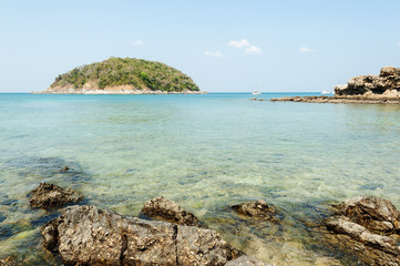 Blue sea with shape of rock