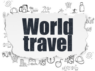 Vacation concept: World Travel on Torn Paper background