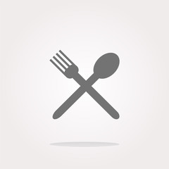 fork and spoon. Eat sign icon. Cutlery etiquette rules symbol. Circle and square buttons. Flat design set.