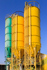 High colored towers on chemical plant
