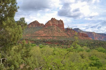 Red Rock Landscape in the Southwest under stormy skies.