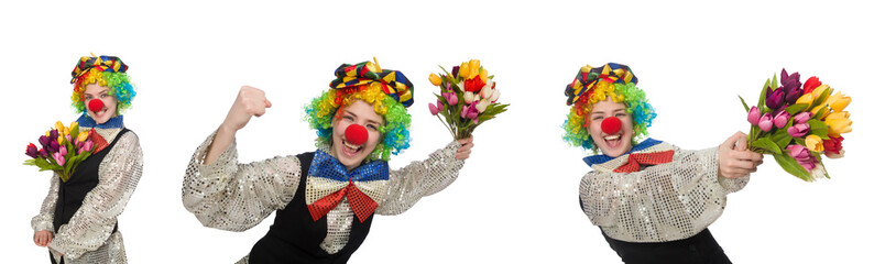 Female clown isolated on white
