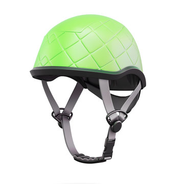 Green Helmet Isolated On White Background. 3d Rendering.