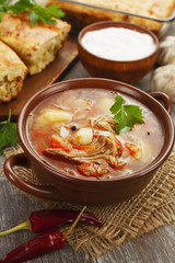 Cabbage soup and pie