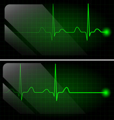 Abstract heart beats green cardiogram on monitor