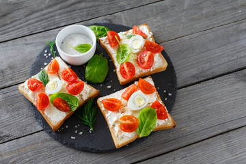 Tomato and cheese bruschetta