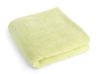 one green towel isolated on white