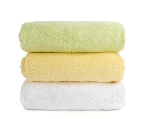 Fototapeta na wymiar stack of towels isolated on white