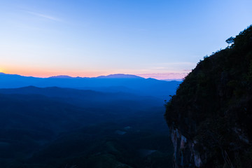 Obraz premium sunset at Ngo Mon Viewpoint,Mae Taeng,Chiang Mai,Thailand