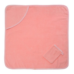pink bathing baby towel on a white background