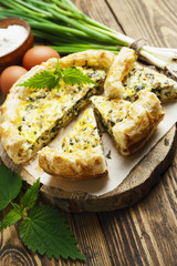 Pie with nettles and spring onion