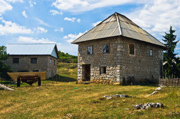 Old style house made of stones at Pester plateau in southwest Serbia