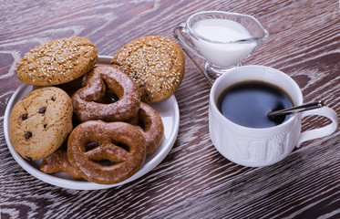 black coffee on a wooden background