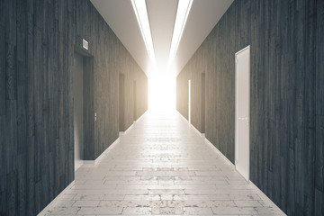Corridor with wooden walls