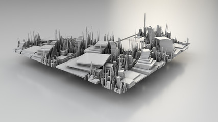 3D illustration of futuristic modern city