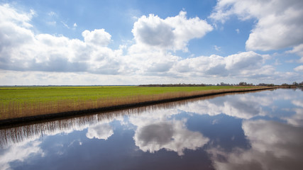 Ostfriesland Landschaft, Kanal Ufer Panorama