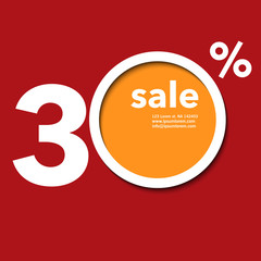 Modern template shop 30 % sale flyer or poster with paper cut ef