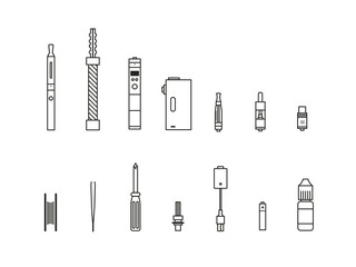 Vaping outline icon set