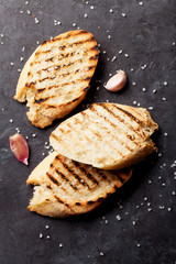 Toast bread with salt and garlic