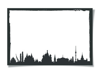 Grunge Picture Frame With Silhouette of Moscow