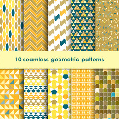 10 geometric seamless patterns set