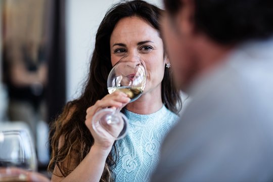 Close-up Of Woman Drinking Wine