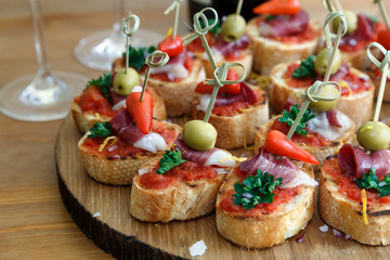 pinchos, tapas, spanish canapes, party finger food - 108995740