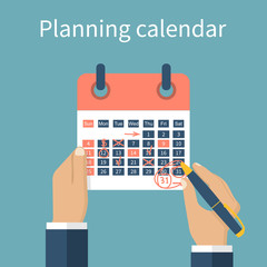 Mark calendar. Planning