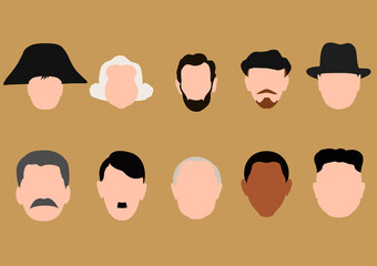 Historical person, presidents heads without faces - obrazy, fototapety, plakaty