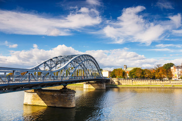 Obraz premium Vistula River in the historic city center of Krakow, Poland