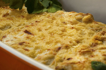 Cannelloni with spinach and ricotta in a pan