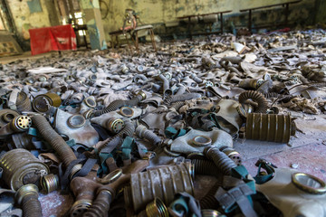 Gas masks in Pripyat, Chernobyl