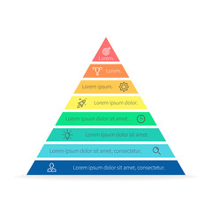 Pyramid for infographics. Vector chart, diagram with 8 steps, options. 