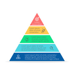 Pyramid for infographics. Vector chart, diagram with 5 steps, options. 