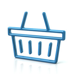3d illustration of blue shopping basket icon