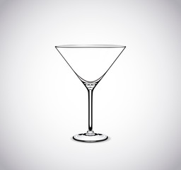 Empty martini cocktail glass isolated on white background.