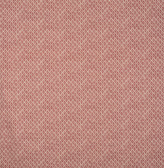 Diagonal, scalloped, red diamond pattern on cotton, linen fabric