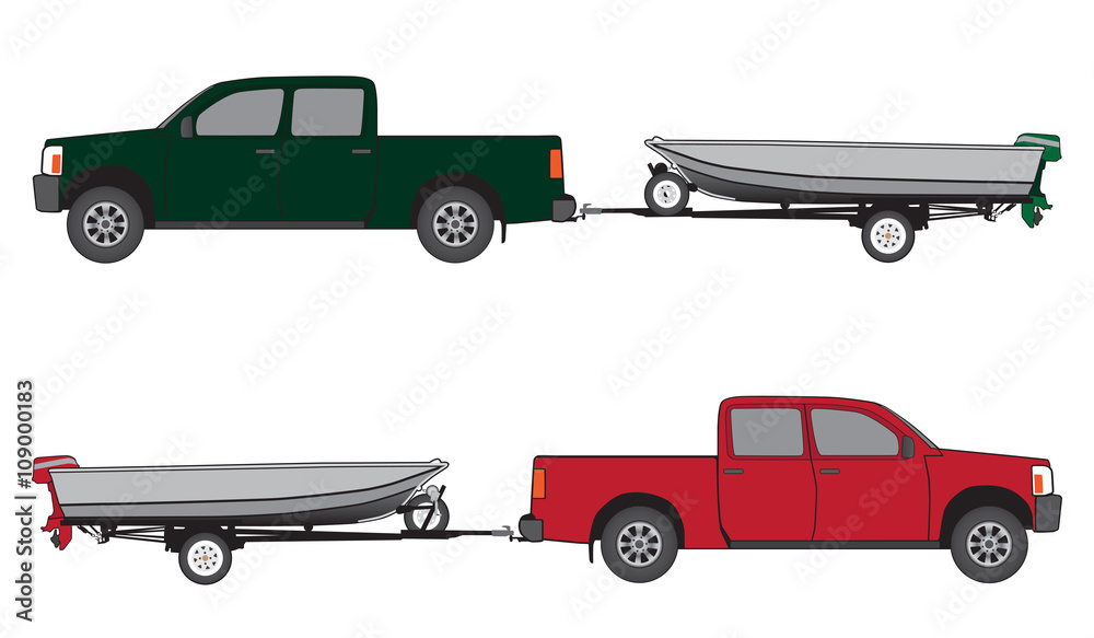 Wall mural boat trailer with pickup