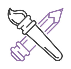 Pen and brush icon drawing writing tools painter equipment vector.