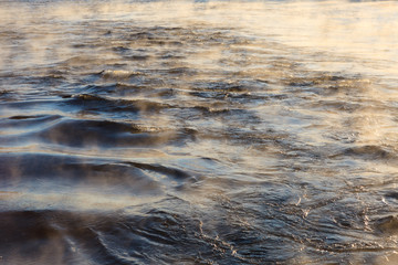 Water vapor on surface of cold water