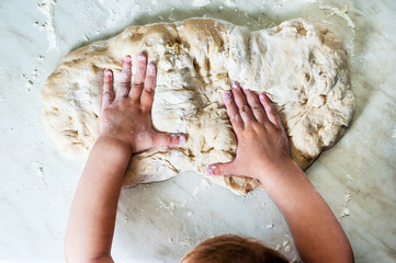 Kneading dough.