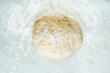 Kneading dough.