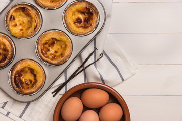 Pasteis de nata, typical Portuguese egg tart pastries from Lisbon