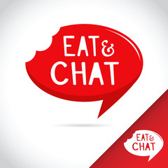 Eat And Chat Restaurant Cafe Logo Template